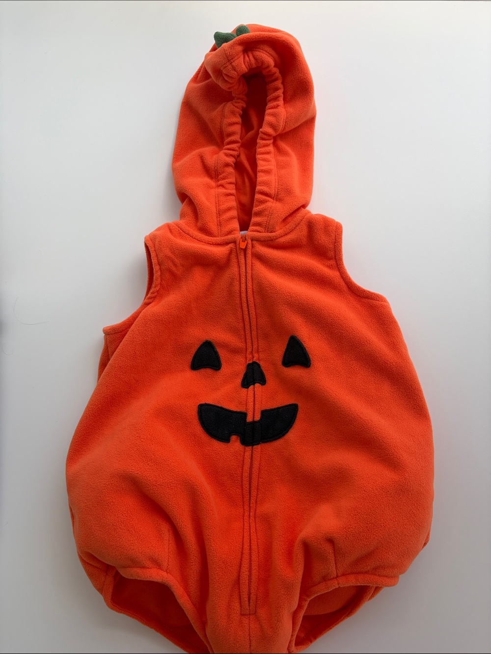 Carter’s Baby Pumpkin Halloween Costume 12M Orange Fleece Hooded Romper